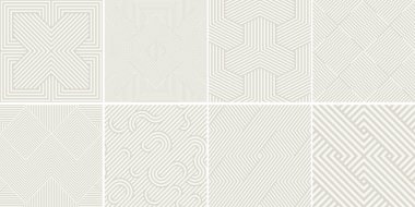 Collection of seamless weave geometric patterns. Beige endless striped textures - creative delicate backgrounds. Monochrome fabric prints. clipart