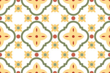 Parlak geometrik kusursuz desen. Mozaik renkli süs baskısı. Döşeme modayı süsleme arkaplanı.