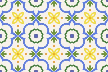 Parlak geometrik dikişsiz süs deseni. Mozaik renkli süsleme baskısı. Döşeme modası yinelenebilir arkaplan.