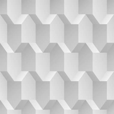 Vector seamless geometric 3d pattern. Repeatable architecture creative background. Decorative endless white and gray tile texture.