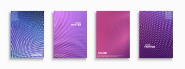 Renkli moda posterleri, şablonlar, pankartlar, broşürler, afişler, el ilanları, kartlar. Parlak yarım ton noktalı ve çizgili gradyan kapaklar. Minimalist dijital kurumsal altyapılar.