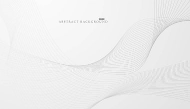 Soyut beyaz ve gri minimalist çizgili arka plan. Sonsuz eğri dalgalı çizgileri olan modern fütüristik desen. Teknoloji dijital tasarımı.