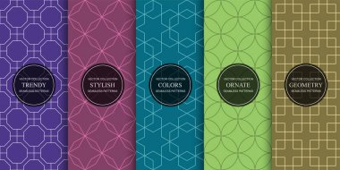 Parlak renksiz geometrik süslemeli desenler, simetrik dokular. Vektör tekrarlanabilir oryantal vintage arkaplan.