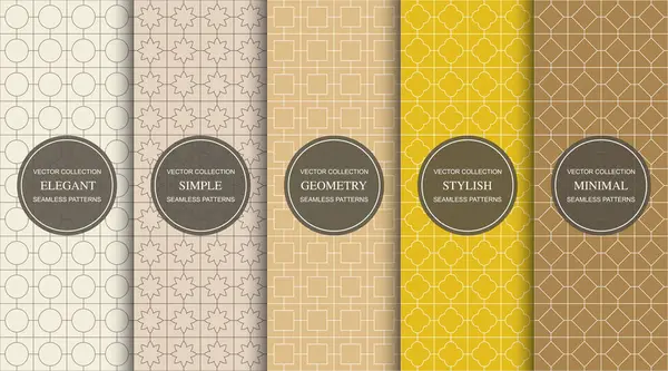 Dikensiz renkli süslemeli geometrik desenler koleksiyonu. Moda vektör oryantal vintage arka planlar. Şebeke dokuları. Örneklerin panelinde sonsuz tasarım bulabilirsiniz