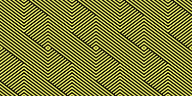 Vektörsüz geometrik desen. Çizgili siyah ve sarı soyut yaratıcı arka plan. Doğrusal tekrarlanabilir doku. Bitmek bilmeyen sıradışı baskı.