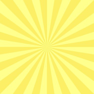 Parlak sarı çizgili, soyut, güneşli arka plan. Klasik radyal sanat baskısı. Tasarımınız ve fikirleriniz için canlı bir sanat eseri güneş deseni. Vektör illüstrasyonu.