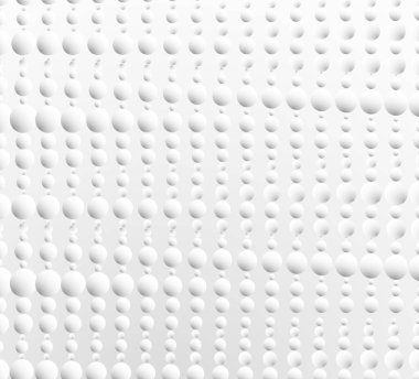 Beyaz soyut 3D noktalı vektör arkaplanı. Geometrik illüzyon çemberleri olan minimum fütürist doku. Tasarım ve fikirleriniz için bilimsel yenilik kavramı.