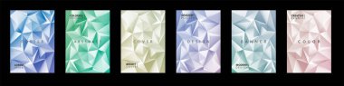 Vektör rengi çokgen geometrik şablonlar, posterler, pankartlar, broşürler, afişler, el ilanları, arka planlar ve benzerleri koleksiyonu. Modern yaratıcı 3 boyutlu dokular. Tasarımınız için soyut gelecek kapakları.