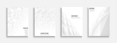 Vektör beyaz çokgen şablonlar, posterler, pankartlar, broşürler, afişler, el ilanları, arka planlar ve benzerleri koleksiyonu. Çağdaş 3d ışık soyut kapakları - geometrik tasarım.