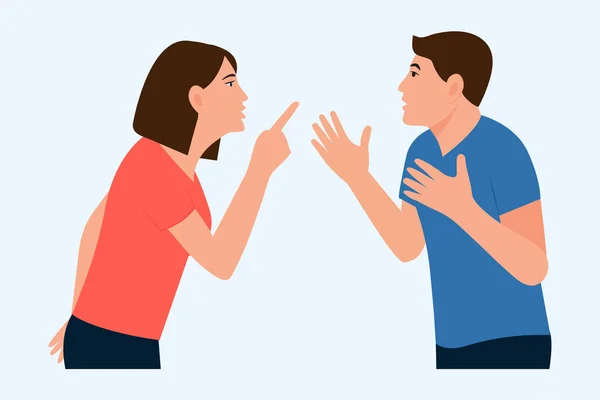Angry People Quarrel Irritated Wife Husband Conflict Scene Argue Relationship — Stock Vector