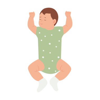 Bebek uyuyor. Yeni doğan konforlu uyku kavramı. Vektör çizimi izole edildi