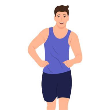 Genç adam çalıştıran spor giyim.