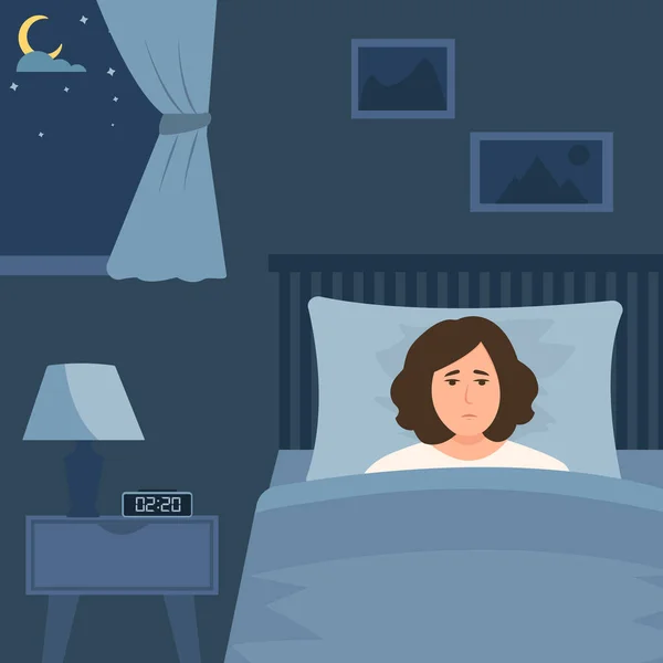 Homme Insomniaque Souffrant Insomnie Homme Essaie Dormir Sous Couverture Illustration — Image vectorielle