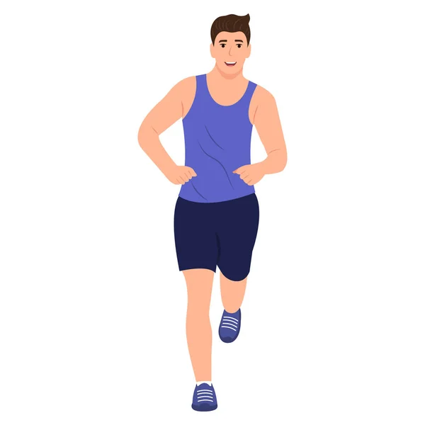 Mężczyzna Sportowej Odzieży Jogging Robi Ćwiczenia Fitness Aktywność Sportowa Zdrowy — Wektor stockowy
