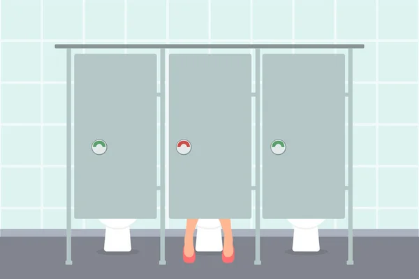 Öffentliche Toilettentüren Geschlossene Und Geöffnete Toilettentüren Für Männer Und Frauen — Stockvektor