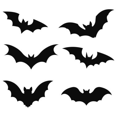 Beyaz arkaplanda siyah yarasa siluetleri.