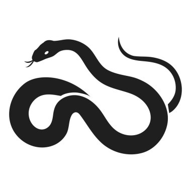 Kara Yılan silueti. Beyaz arkaplanda izole edilmiş yılan düz vektörü 