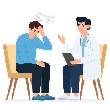  Baş dönmesi olan bir adam doktoru ziyaret ediyor. Hekim hastaya danışır, teşhis koyar, tedavi önerir..