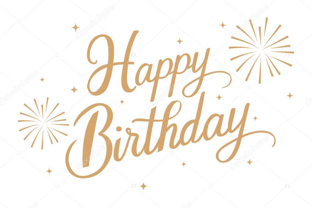 Happy birthday calligraphy. Elegant hand drawn lettering, vector illustration