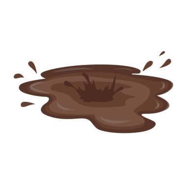 Çamur birikintisi. Beyaz arka planda kahverengi sıvı leke. Vektör illüstrasyonu