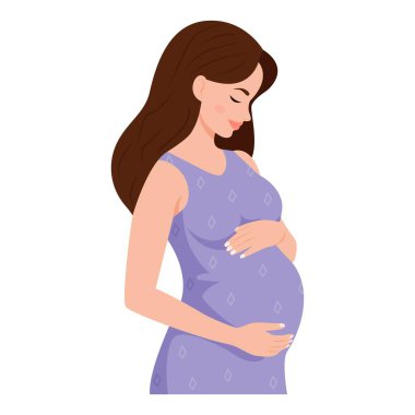 Güzel hamile kadın. Annelik ve hamilelik. vektör illüstrasyonu