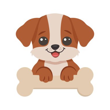 Büyük kemikli şirin küçük köpek. Vektör illüstrasyonu.