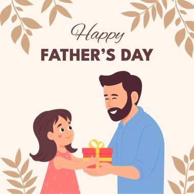 Babalar günü kartı, üzerinde babasının kızıyla birlikte olduğu bir resim var. Babalar Günü afiş, kapak, afiş, sosyal medya şablonları