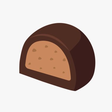 Karamelli çikolatalı şeker. Tatlı şekerleme yiyecekler. Vektör çizimi izole edildi