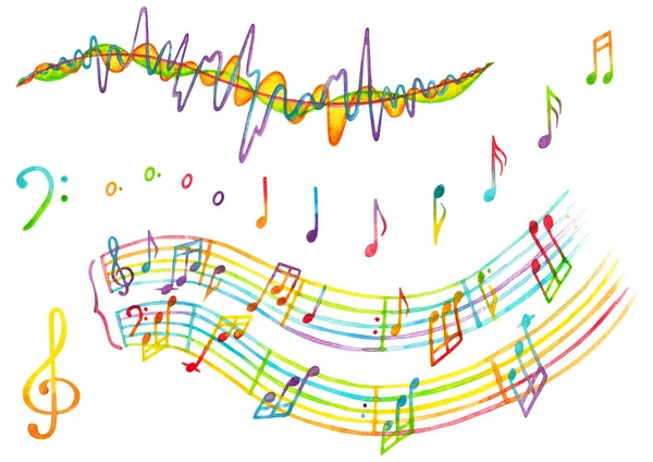 Suluboya Izole Edilmiş Bir Tuş Bas Anahtarı Notalar Melodi Beethoven — Stok fotoğraf