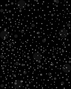 Açık siyah zemin üzerinde farklı boyutlarda ve şeffaflıkta rastgele beyaz çemberlerin bir grafik resmi