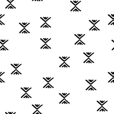 X şekilli çizgilerin elle çizilmiş siyah ve beyaz düzensiz desenleri.