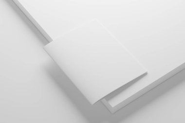 US Letter Saddle Stitch Brochure Catalog White Blank 3D Rendering Mockup