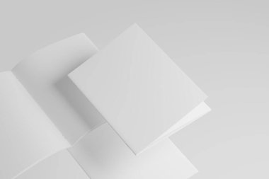 US Letter Saddle Stitch Brochure Catalog White Blank 3D Rendering Mockup