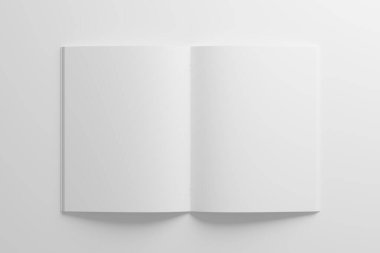 US Letter Saddle Stitch Brochure Catalog White Blank 3D Rendering Mockup