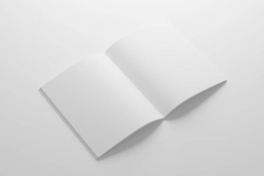 US Letter Saddle Stitch Brochure Catalog White Blank 3D Rendering Mockup