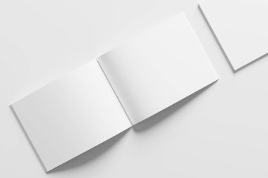 US Letter Landscape Magazine 3D Rendering White Blank Mockup For Design Presentation