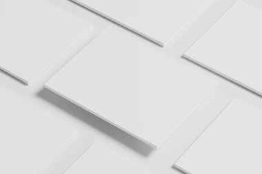 US Letter Landscape Magazine 3D Rendering White Blank Mockup For Design Presentation