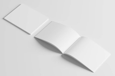 US Letter Landscape Magazine 3D Rendering White Blank Mockup For Design Presentation