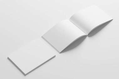 US Letter Landscape Magazine 3D Rendering White Blank Mockup For Design Presentation