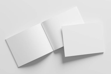 US Letter Landscape Magazine 3D Rendering White Blank Mockup For Design Presentation