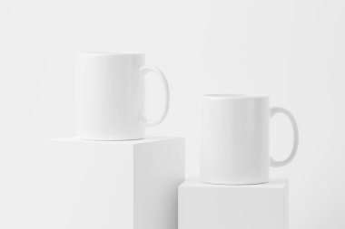 Kahve için Seramik Kupa Çay Beyaz Boşluk 3D Tasarım Sunumu için Model Hazırlama