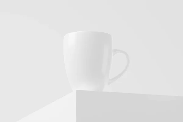 Keraaminen Muki Kuppi Kahvia Varten Valkoinen Tyhjä Renderöinti Mockup Muotoilua — kuvapankkivalokuva