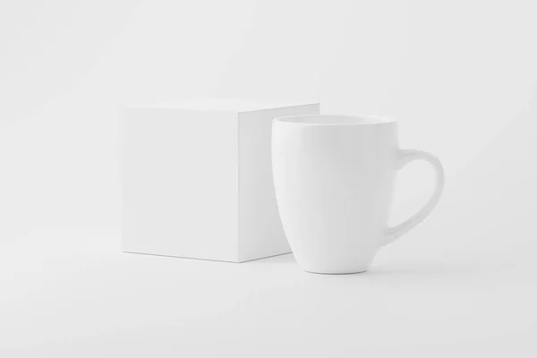 咖啡茶陶瓷杯白色空白3D渲染模型设计演示 — 图库照片