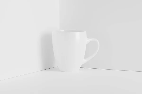 Ceramiczny Kubek Filiżanka Kawy Herbata Biała Pusta Renderowania Makieta Prezentacji — Zdjęcie stockowe