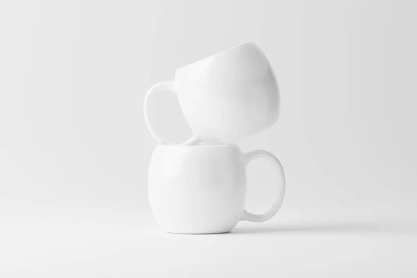 Ceașcă Cană Ceramică Pentru Ceai Cafea Alb Alb Redare Mockup — Fotografie, imagine de stoc
