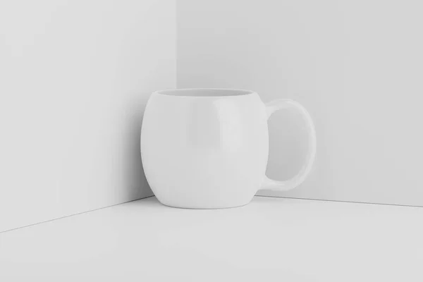 Copo Cerâmico Caneca Para Chá Café Branco Branco Renderização Mockup — Fotografia de Stock