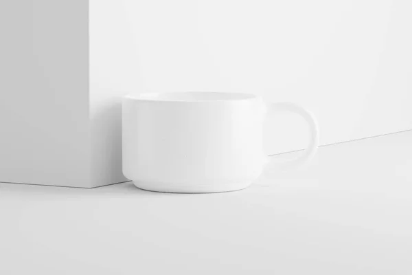 세라믹 Coffee Tea White Blank Rendering Mockup Design Presentation — 스톡 사진