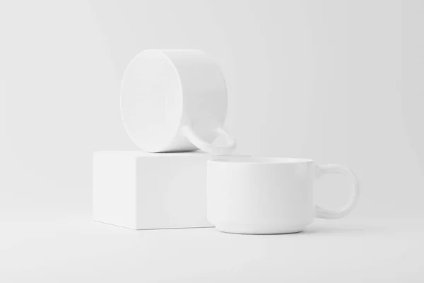 Κεραμικό Κύπελλο Κούπα Για Τσάι Καφέ Λευκό Κενό Απόδοση Mockup — Φωτογραφία Αρχείου