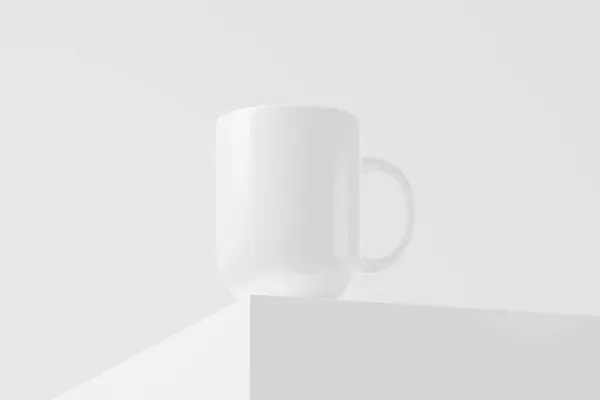 コーヒー用セラミックマグカップホワイトブランク3Dレンダリングデザインプレゼンテーションのためのモックアップ — ストック写真