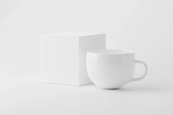 Keramický Hrnek Kávu Čaj White Blank Vykreslování Mockup Pro Design — Stock fotografie